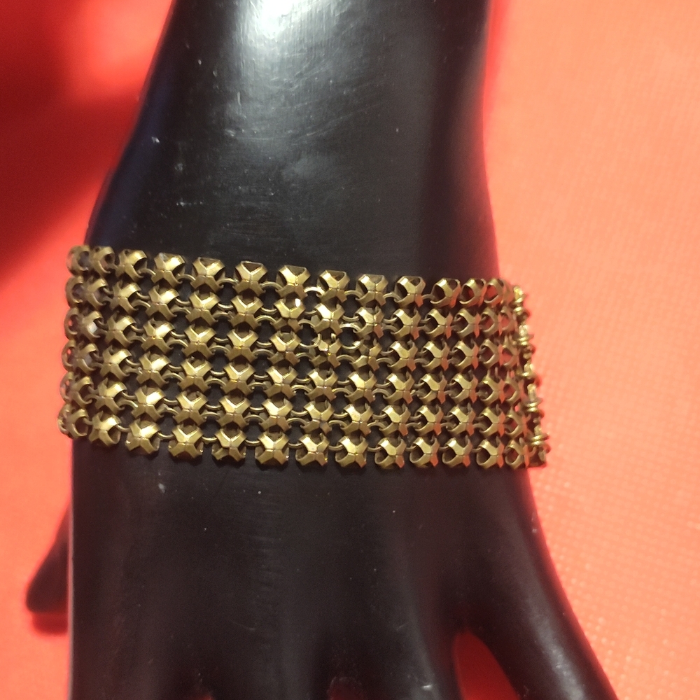 Antique Early 1900s Mesh Brass Bracelet
